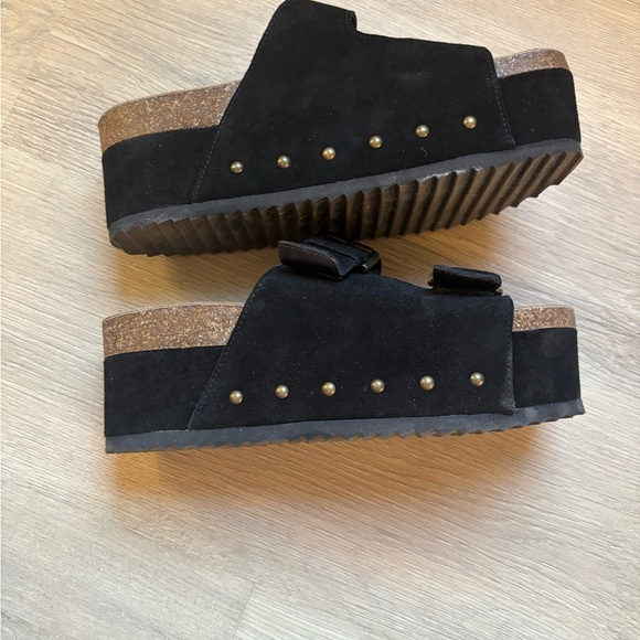 Steve Madden Black Platform Slip-On Shoes with Studded Strap - Picture 6 of 7